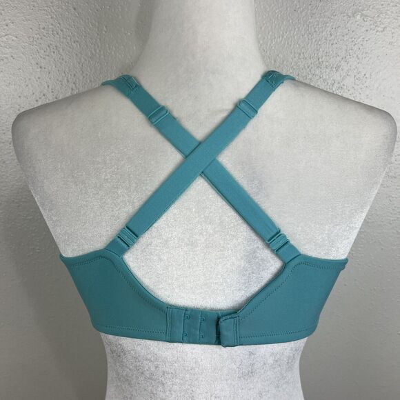 Vanity Fair Bra Women 36D Teal Padded Wired Convertible Strap Smooth T-Shirt Bra - Picture 10 of 13